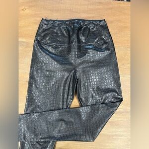 7 For All Mankind Black Faux Croc Pants